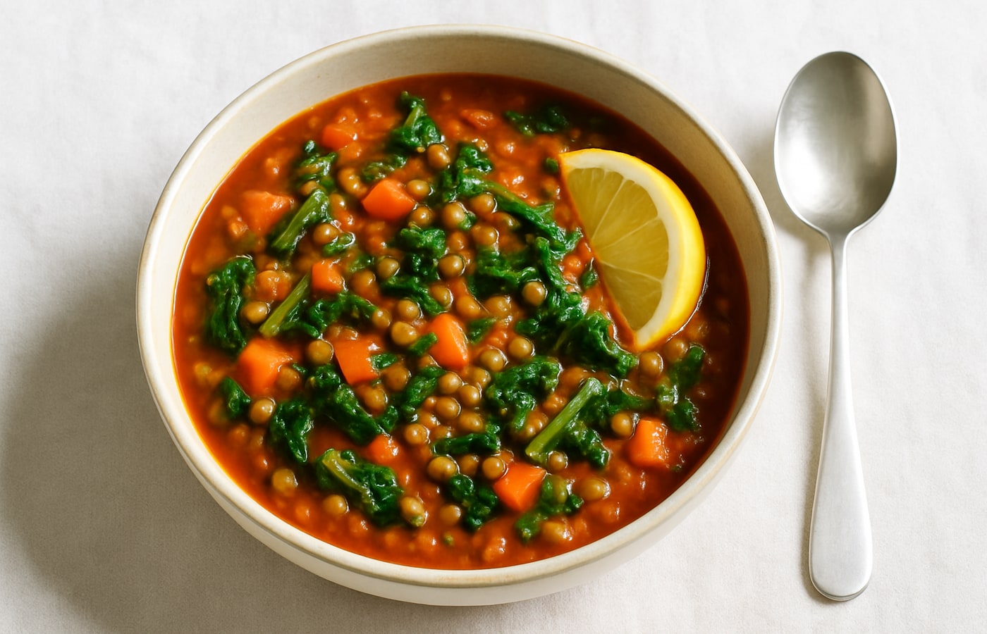 New Year's Lucky Lentil, Tomato & Greens Stew
