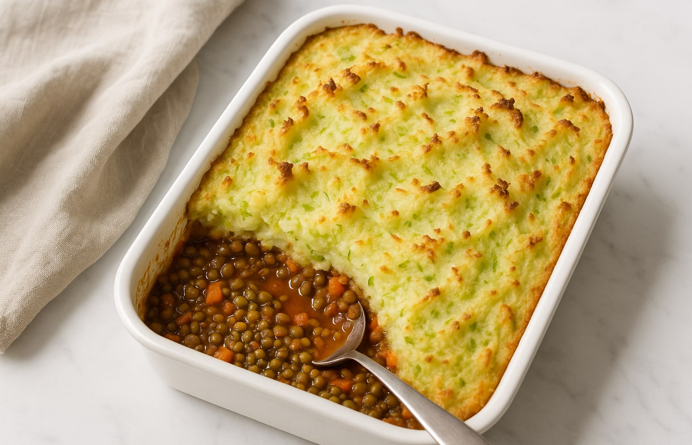 St Patrick's Day Colcannon-Topped Lentil Pie